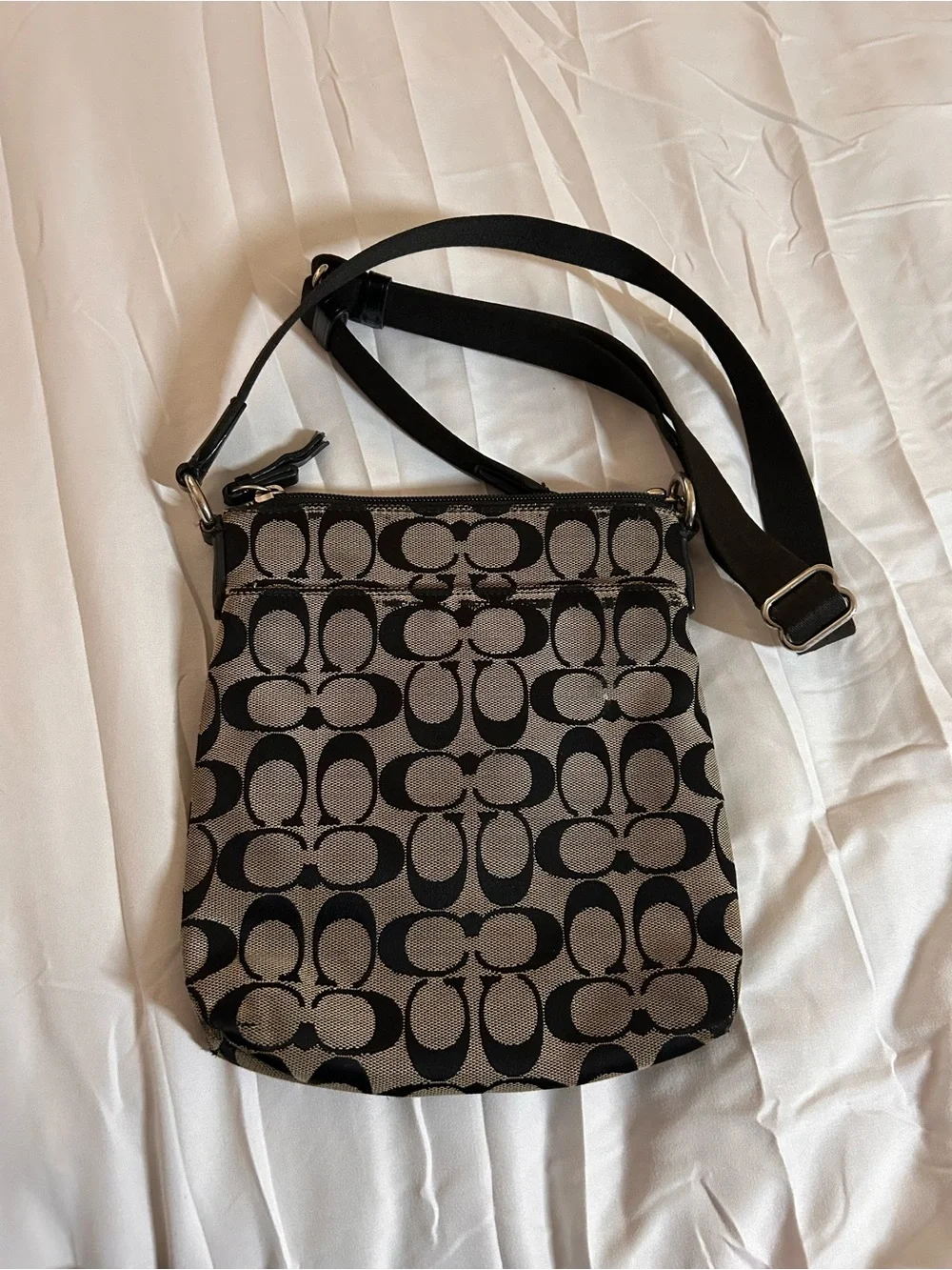Coach Black and Tan Signature Crossbody Bag